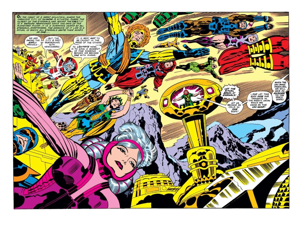 Color spread from The Eternals comic book by Jack Kirby